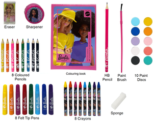 Colori Barbie Mattel 52 Pezzi Kit Pennarelli Acquerelli e Pastelli Scatola con Cassetti - 2872