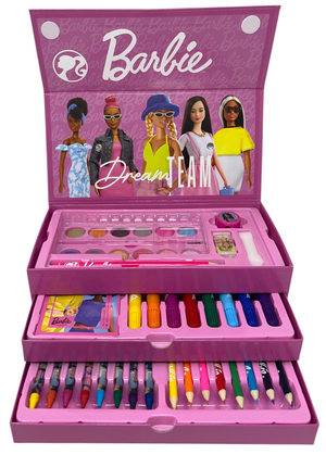 Colori Barbie Mattel 52 Pezzi Kit Pennarelli Acquerelli e Pastelli Scatola con Cassetti - 2872