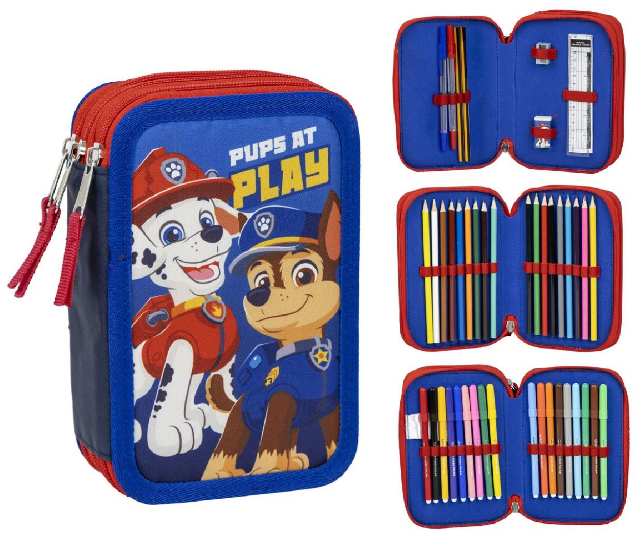 Astuccio Scuola Paw Patrol Multiscomparto 3 Zip Portacolori Giotto - 1262
