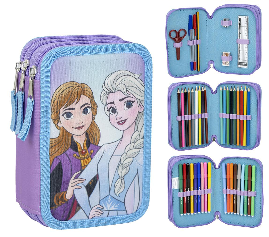 Astuccio Scuola Frozen DISNEY Multiscomparto 3 Zip Portacolori Giotto - 1296