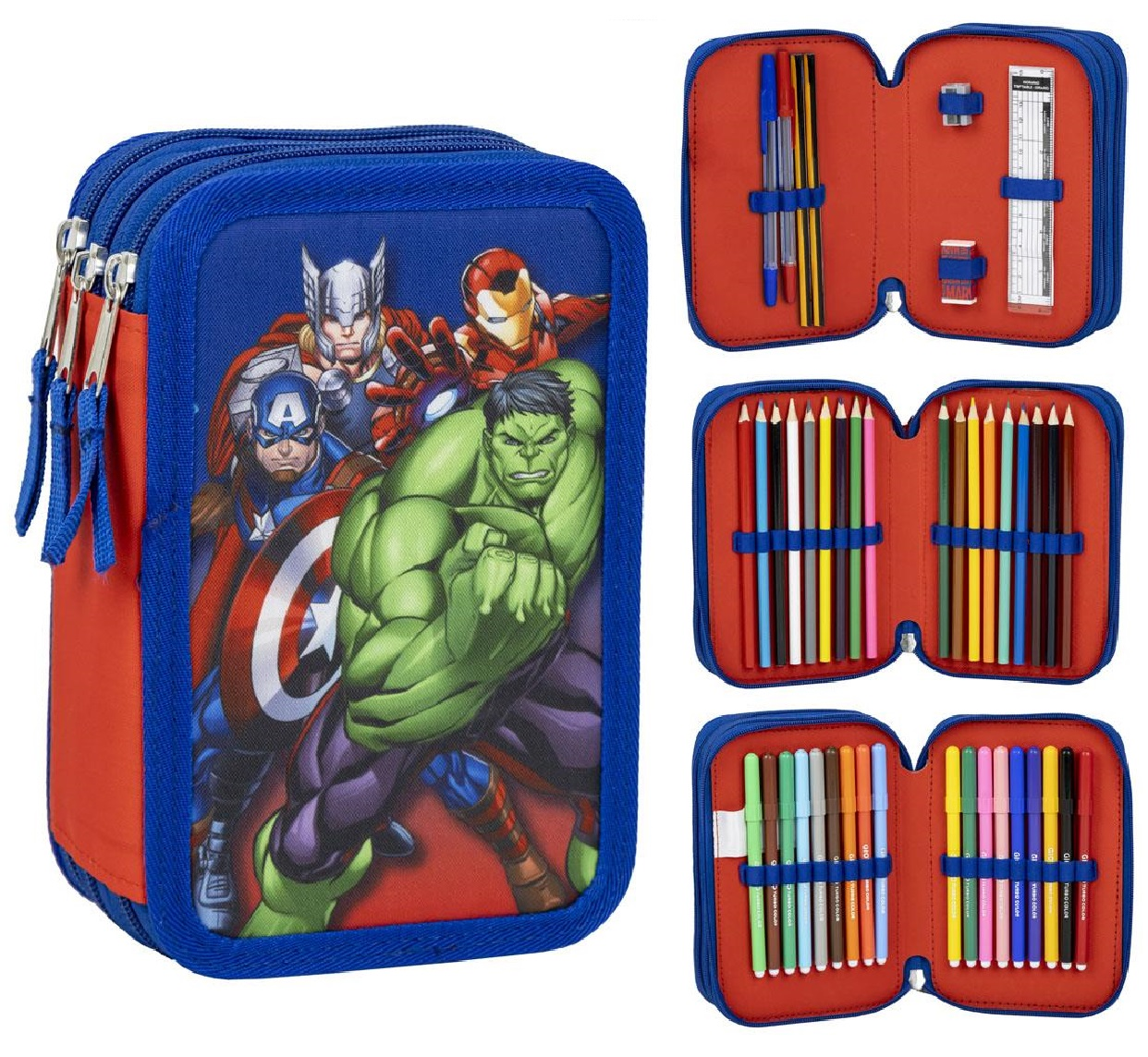 Astuccio Scuola Avengers MARVEL Multiscomparto 3 Zip Portacolori Giotto - 1258