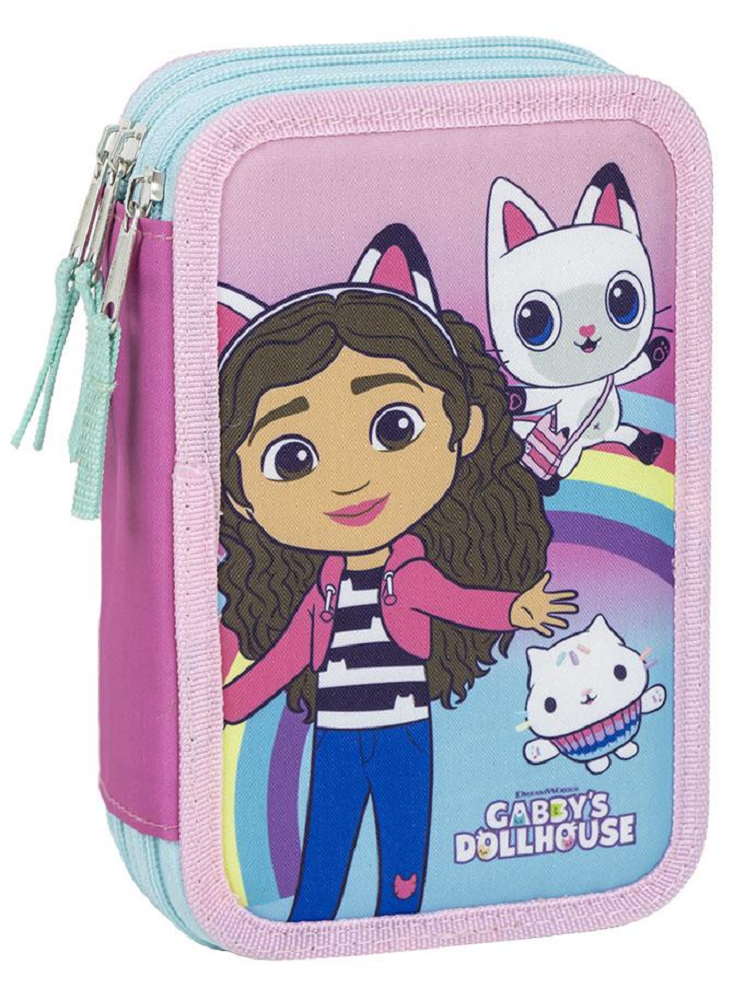 Astuccio Scuola Gabby's Dollhouse Multiscomparto 3 Zip Portacolori Giotto - 1262