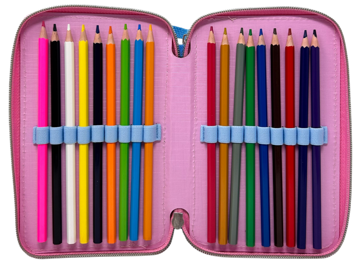 Astuccio Scuola 3d Principesse DISNEY Multiscomparto 3 Zip Portacolori Pennarelli Giotto - Pr0972