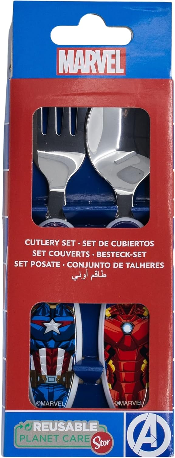 Posate Avengers MARVEL Forchetta e Cucchiaio in Acciaio Inossidabile Atossico - St74118