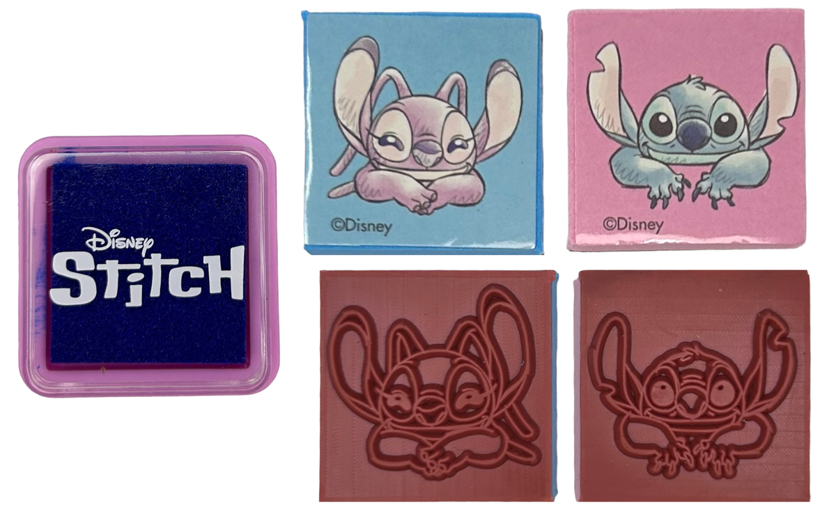 Set Cancelleria Stitch e Angel DISNEY 12 Pezzi Disegni Colori Stickers Timbri - St00028