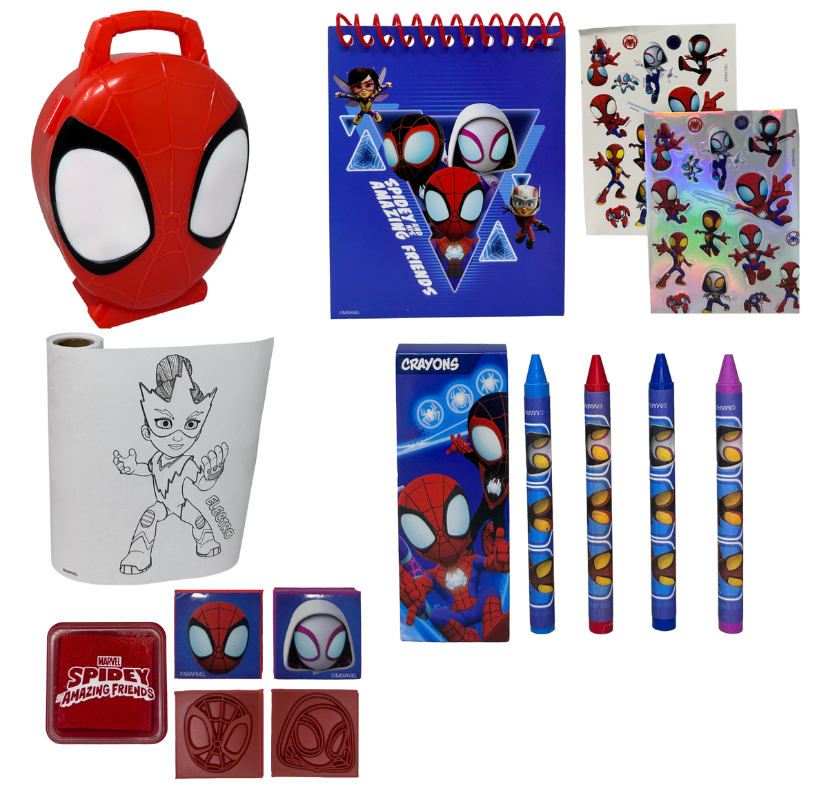 Set Cancelleria Spidey e i Suoi Fantastici Amici MARVEL 12 Pezzi Disegni Colori Stickers Timbri - Sp50068
