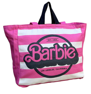 Borsa con Doppio Manico Barbie Shopper a Righe Borsa Mare Tempo Libero - B09192mc