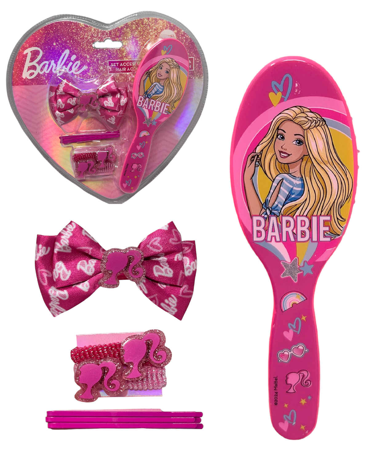 Set Accessori per Capelli Barbie 7 Pezzi Mini Spazzola Forcine Elastici Fermaglio - B09131mc