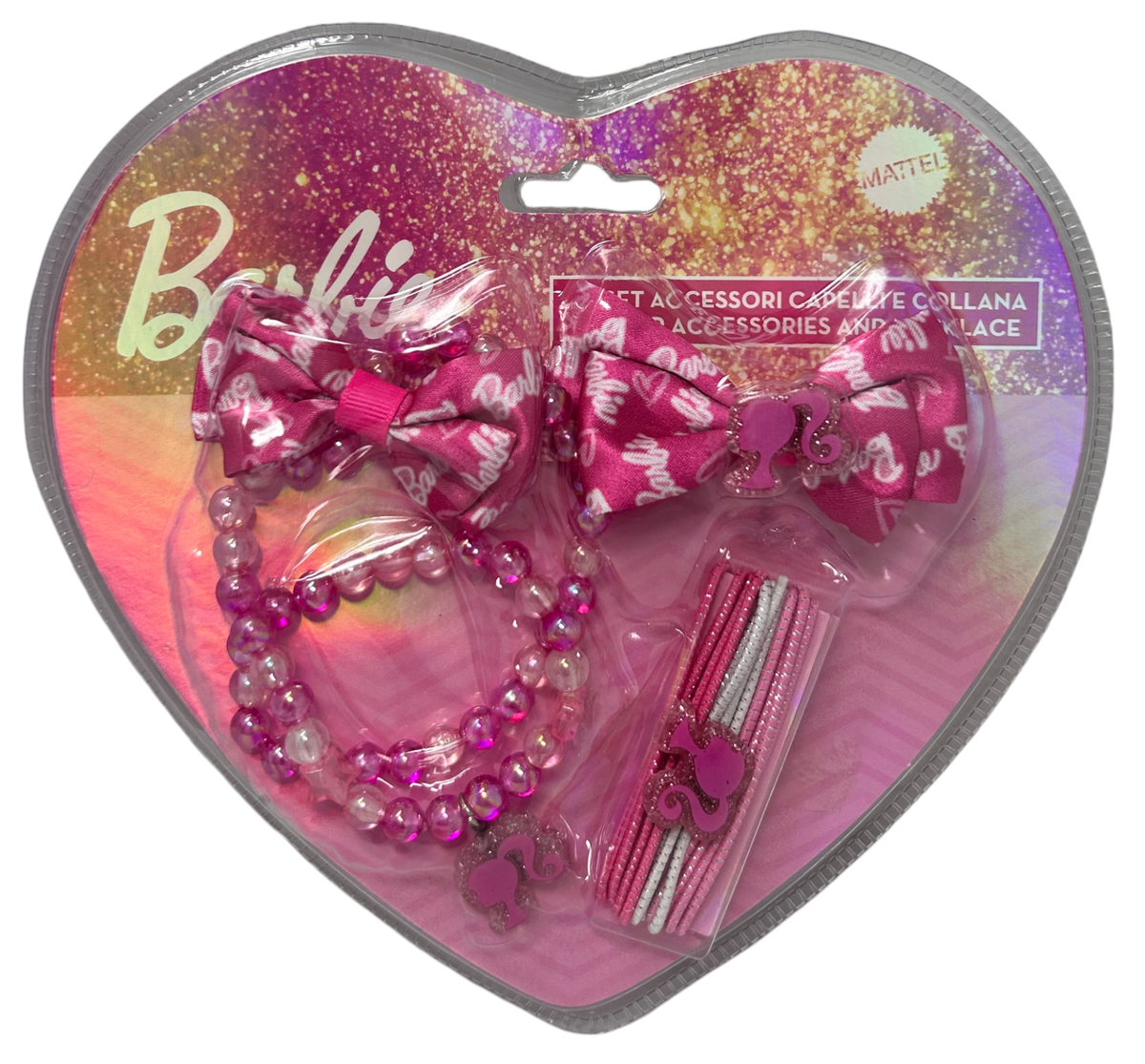 Set Accessori Capelli e Collana Barbie 14 Pezzi Elastici Fermaglio - B09132mc