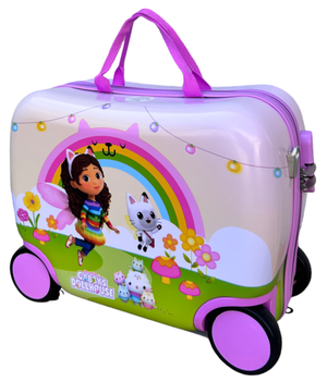 Trolley da Viaggio Cavalcabile Gabby's Dollhouse Valigia in ABS Trainabile con 4 Ruote - O06034mc