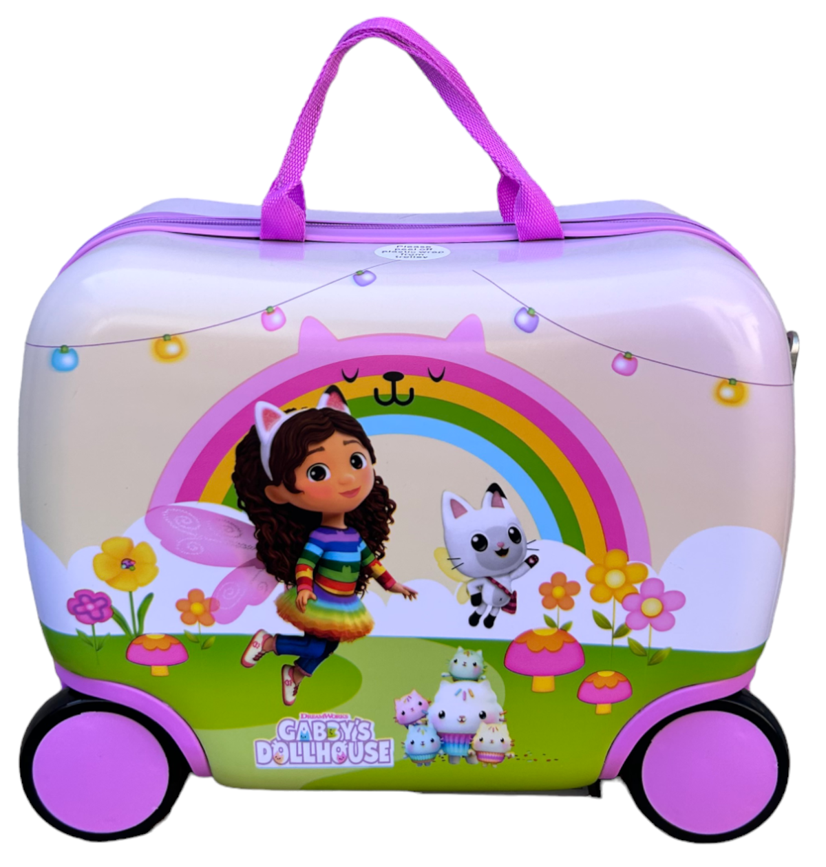 Trolley da Viaggio Cavalcabile Gabby's Dollhouse Valigia in ABS Trainabile con 4 Ruote - O06034mc