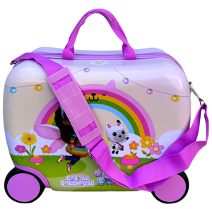 Trolley da Viaggio Cavalcabile Gabby's Dollhouse Valigia in ABS Trainabile con 4 Ruote - O06034mc