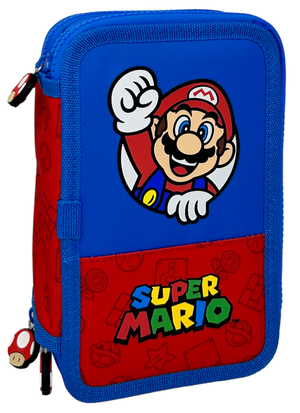 Astuccio 3 Zip Scuola Super Mario Multiscomparto Portacolori Giotto - 41210