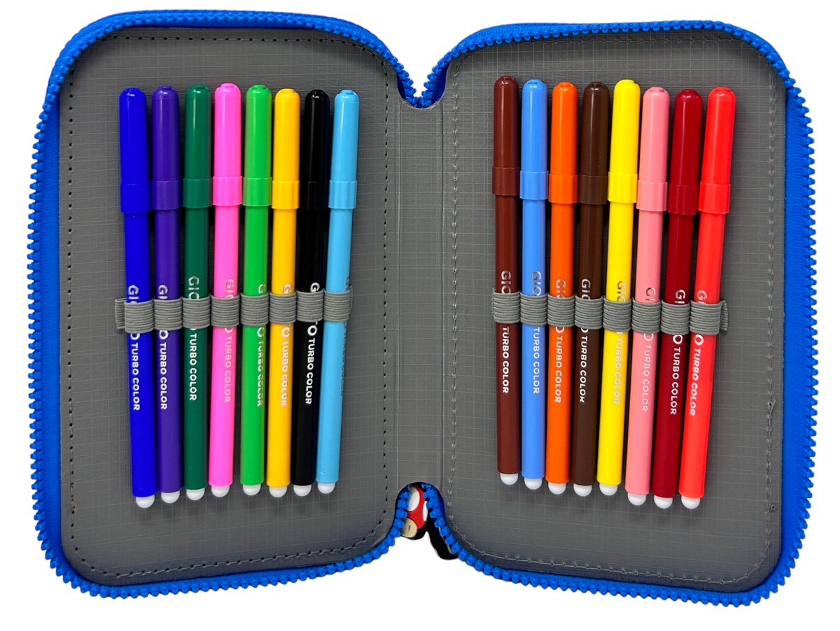Astuccio 3 Zip Scuola Super Mario Multiscomparto Portacolori Giotto - 41210