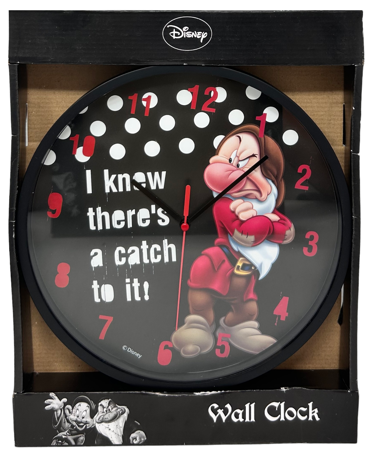 Orologio da Parete Brontolo DISNEY Biancaneve e i 7 Nani Diametro Cm. 25