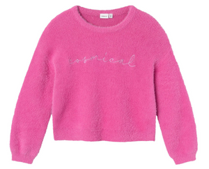 Maglione Corto Lavorato a Maglia Maglietta Bambina - 13233078fuxia