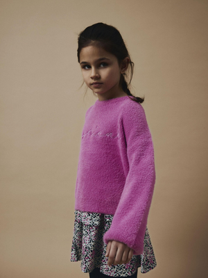 Maglione Corto Lavorato a Maglia Maglietta Bambina - 13233078fuxia