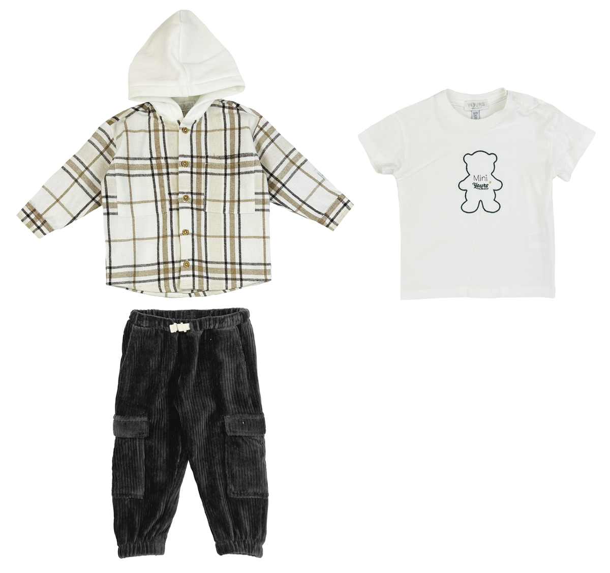 Completo 3 Pezzi Camicia Maglia Pantaloni Neonato Bambino - By1218