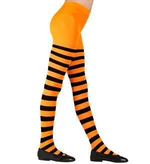Calze a Righe Arancioni e Nere Collant 70 Den per Bambini Accessorio Halloween Carnevale - 0121