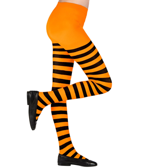 Calze a Righe Arancioni e Nere Collant 70 Den per Bambini Accessorio Halloween Carnevale - 0121