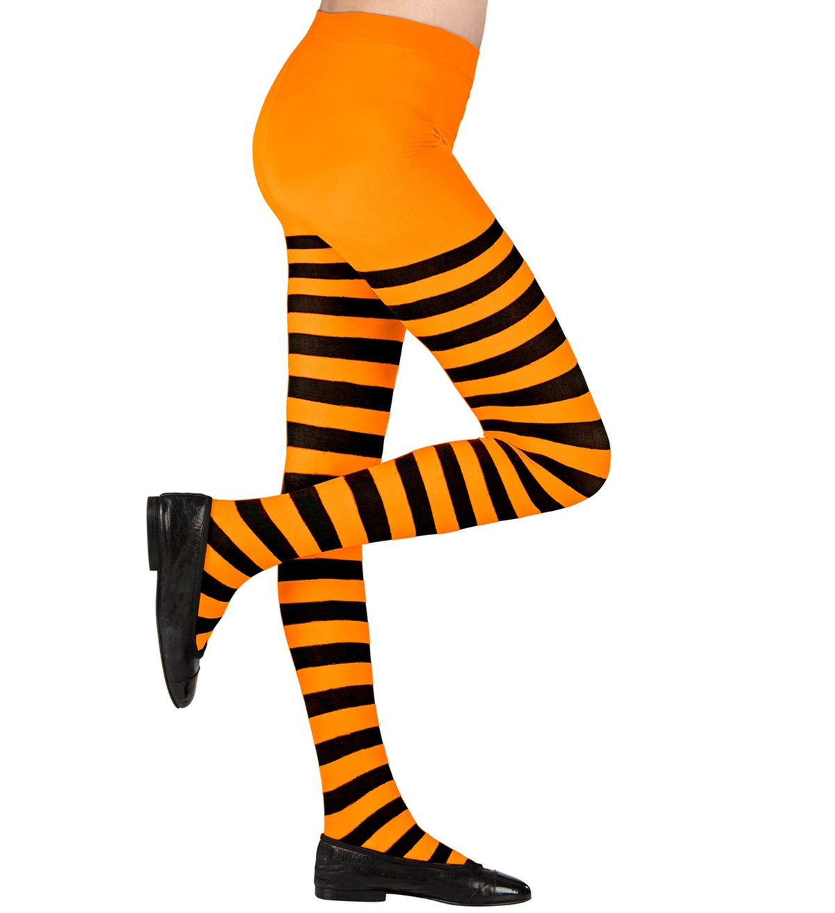 Calze a Righe Arancioni e Nere Collant 70 Den per Bambini Accessorio Halloween Carnevale - 0121