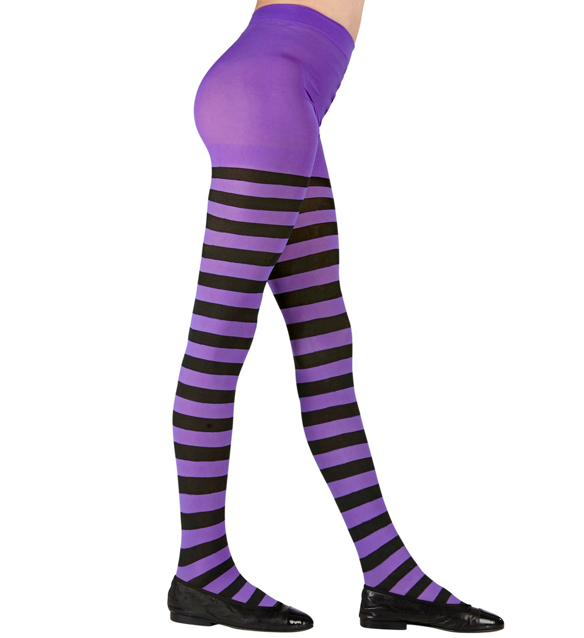 Calze a Righe Viola e Nere Collant 70 Den per Bambini Accessorio Halloween Carnevale - 0122