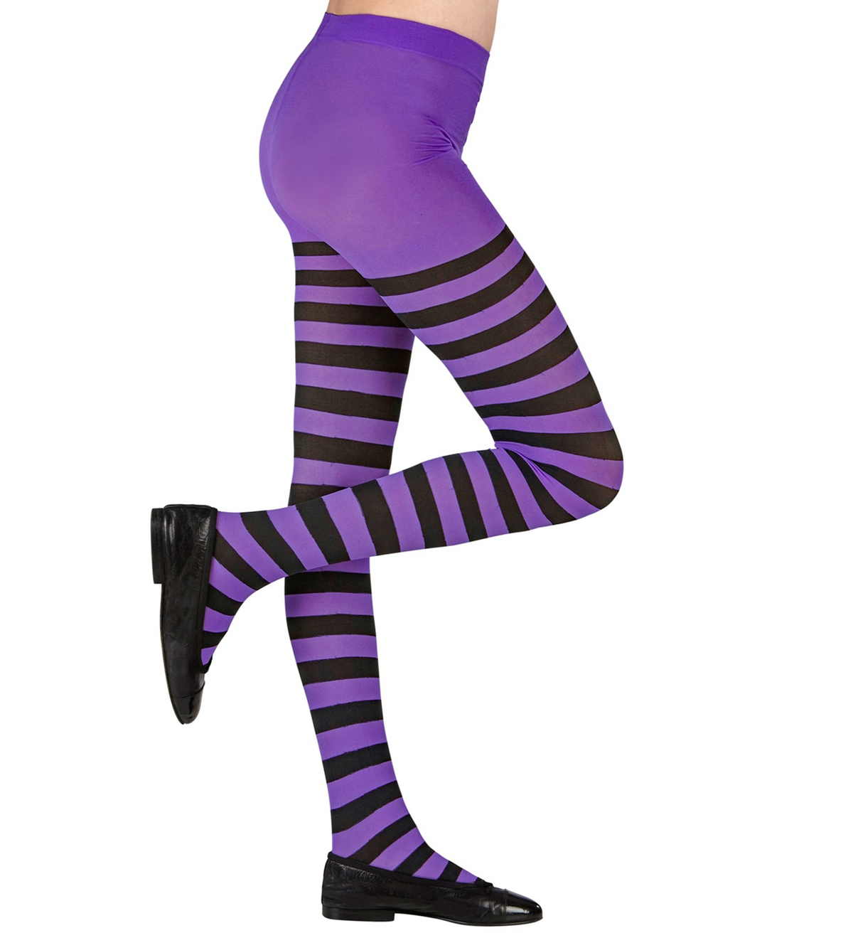 Calze a Righe Viola e Nere Collant 70 Den per Bambini Accessorio Halloween Carnevale - 0122