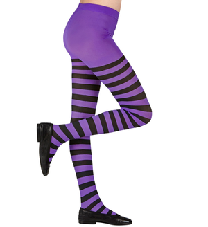Calze a Righe Viola e Nere Collant 70 Den per Bambini Accessorio Halloween Carnevale - 0122