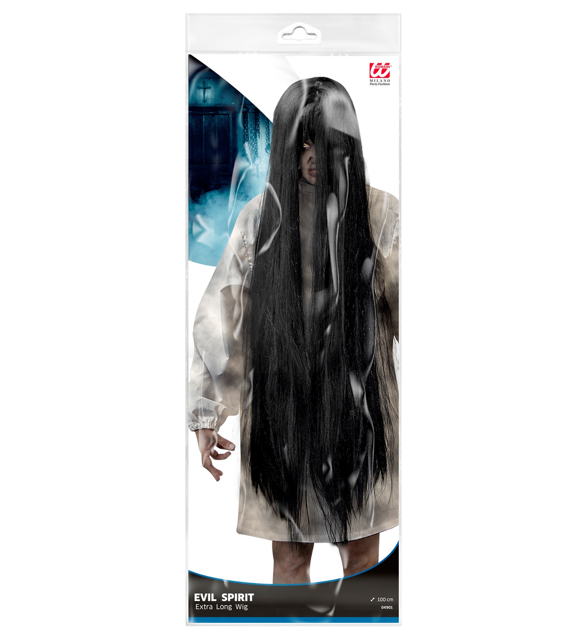 Parrucca Spirito Maligno Nera Accessori per Abito Vestito Travestimento Halloween - 04901