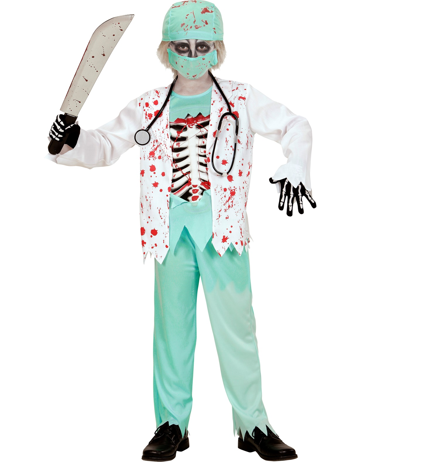 Vestito Carnevale Dottore Zombie Travestimento Costume per Halloween da Bambino - 0576