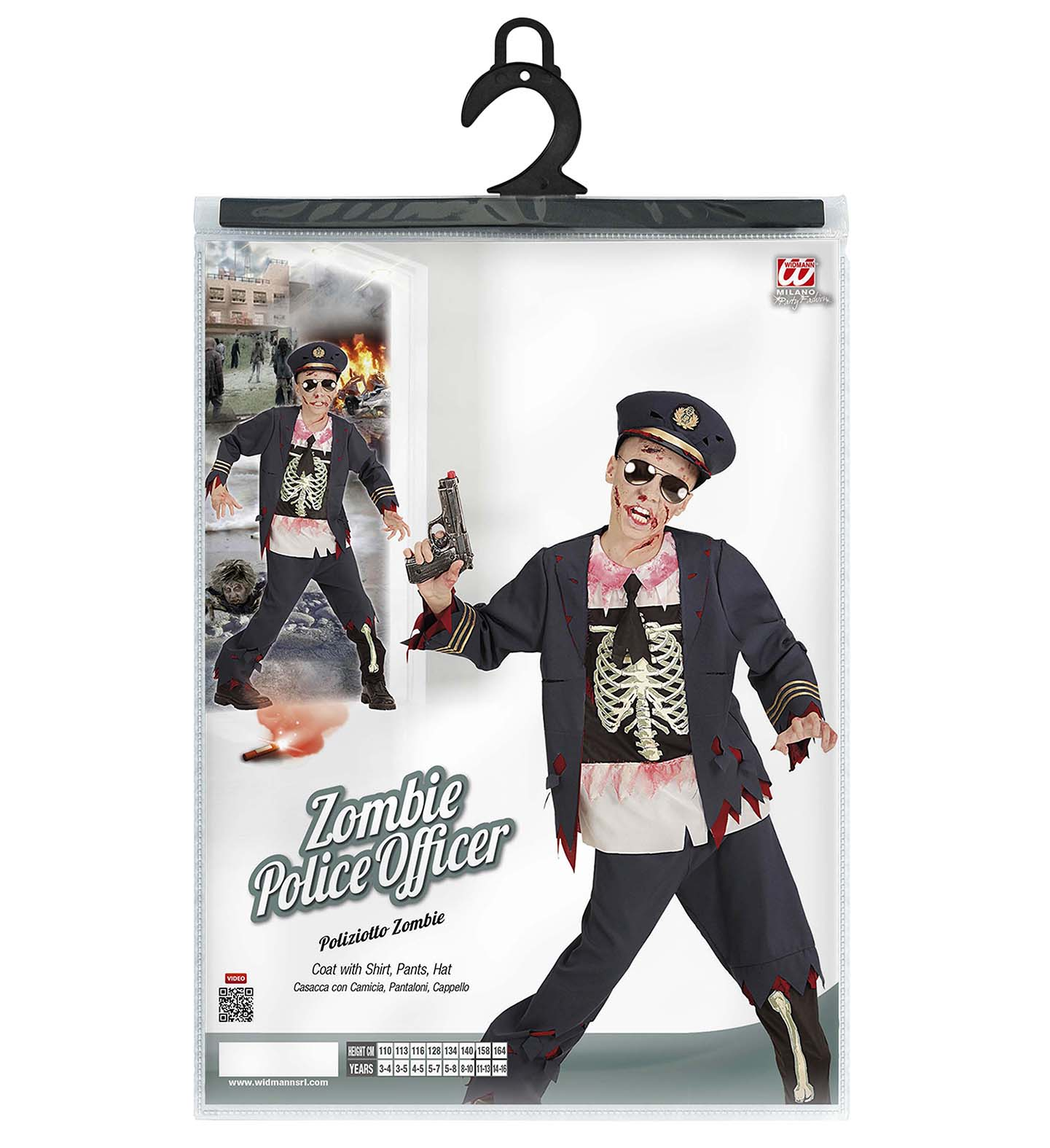 Vestito Carnevale Poliziotto Zombie Travestimento Costume per Halloween da Bambino - 0753