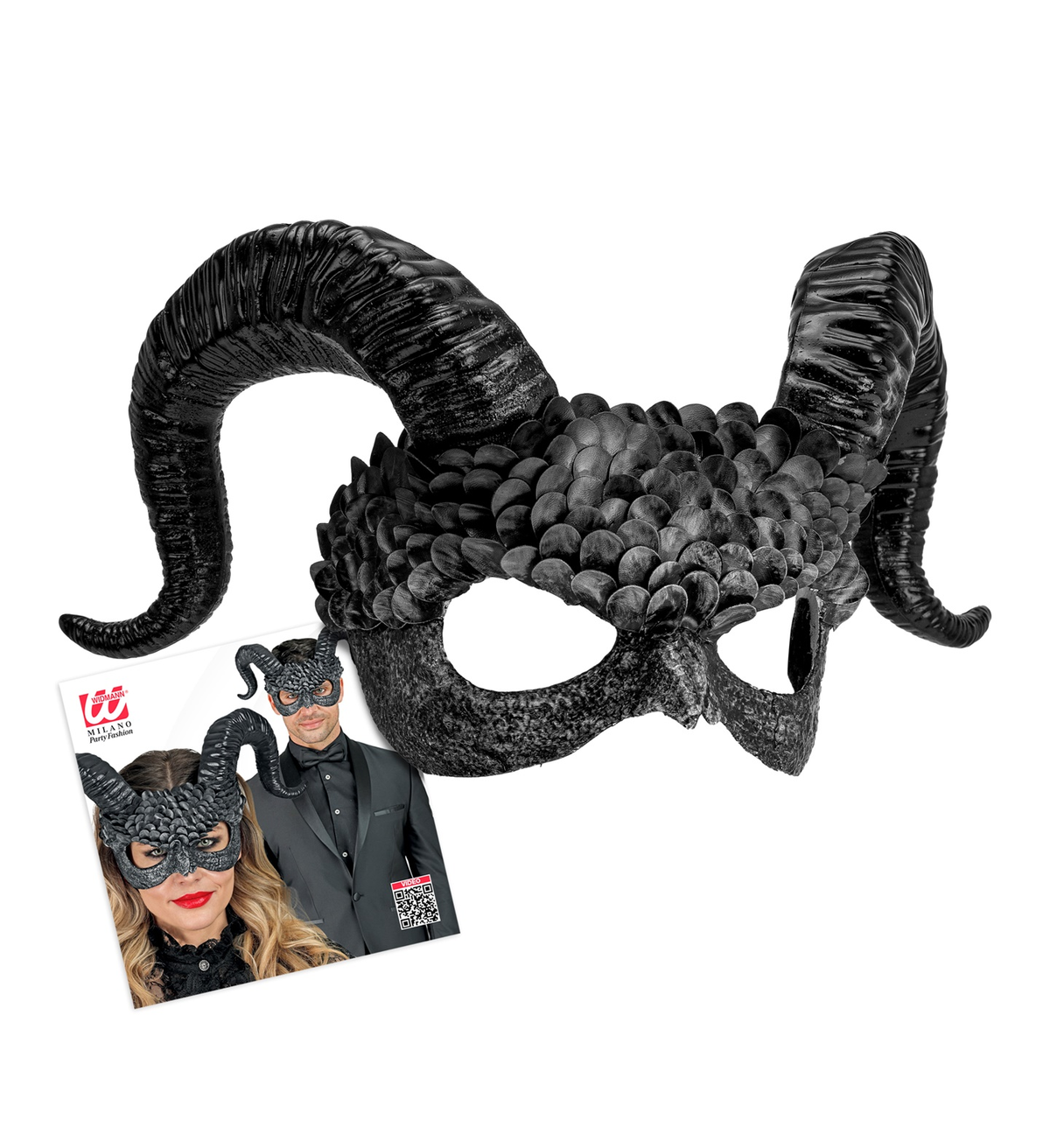 Maschera Commedia Dell'arte Demone Accessori Travestimento Halloween - 08483