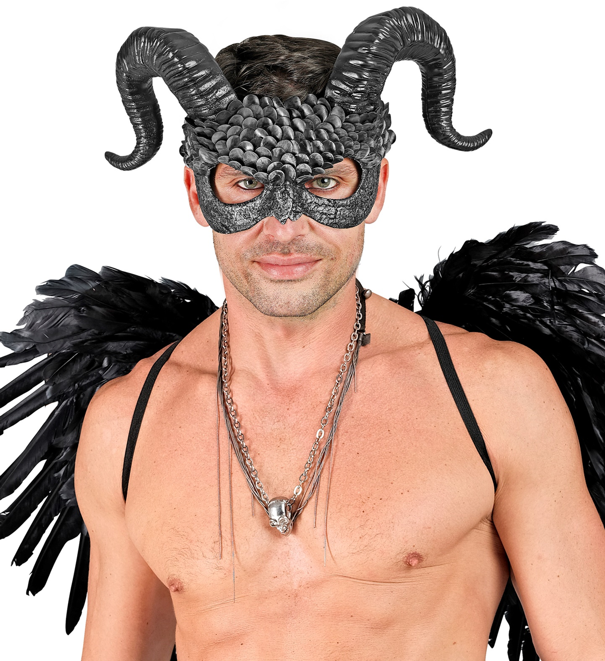 Maschera Commedia Dell'arte Demone Accessori Travestimento Halloween - 08483