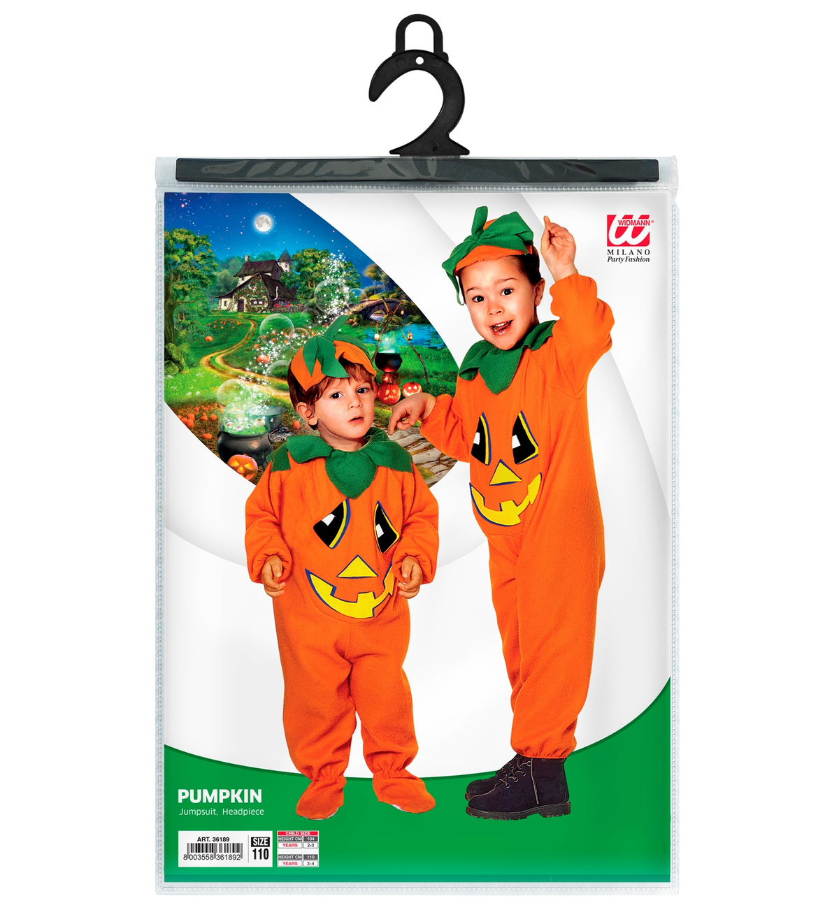 Vestito Carnevale Zucca Travestimento Costume per Halloween da Bambino - 3618