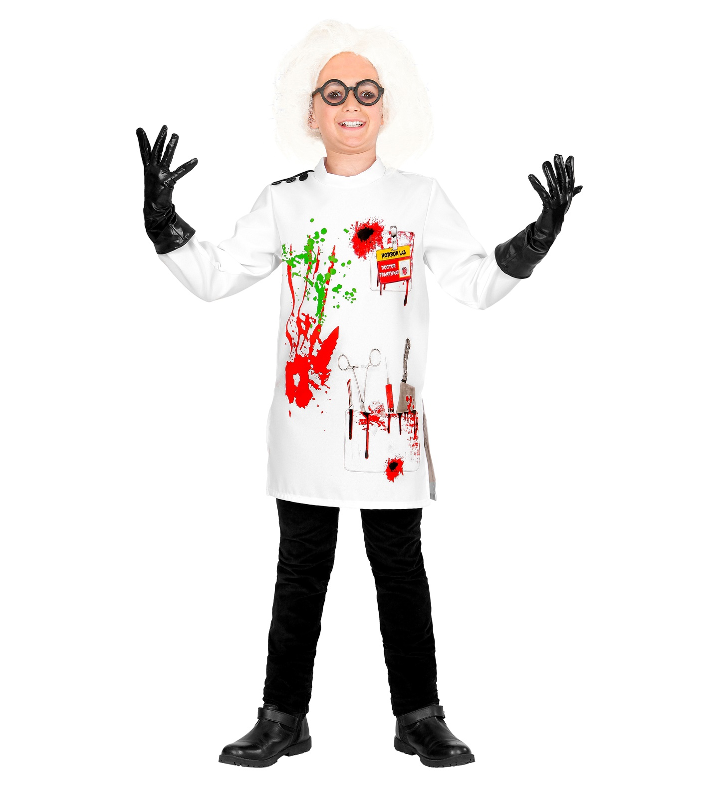 Vestito Carnevale Scienziato Pazzo Travestimento Costume per Halloween da Bambino - 7305