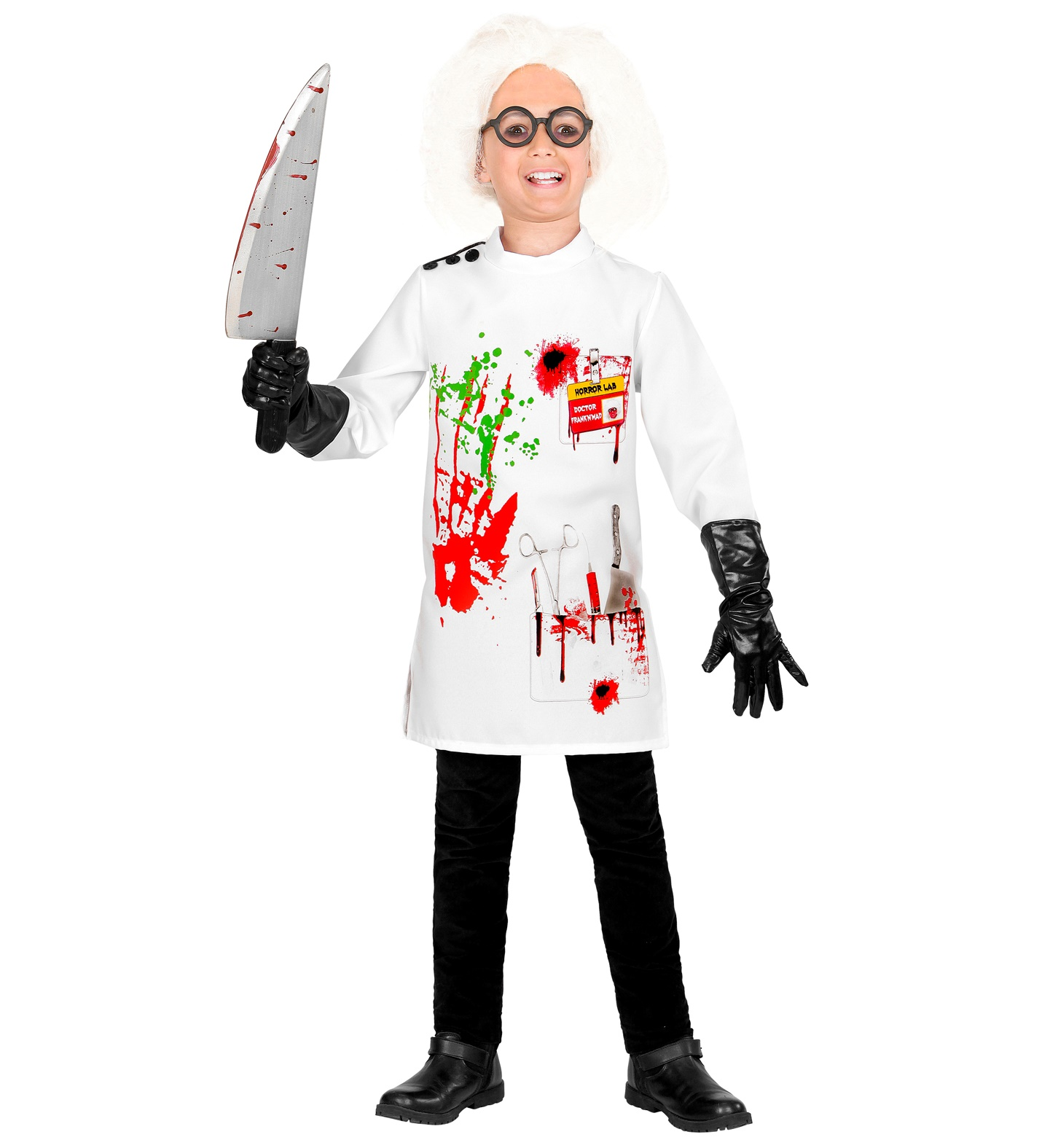 Vestito Carnevale Scienziato Pazzo Travestimento Costume per Halloween da Bambino - 7305