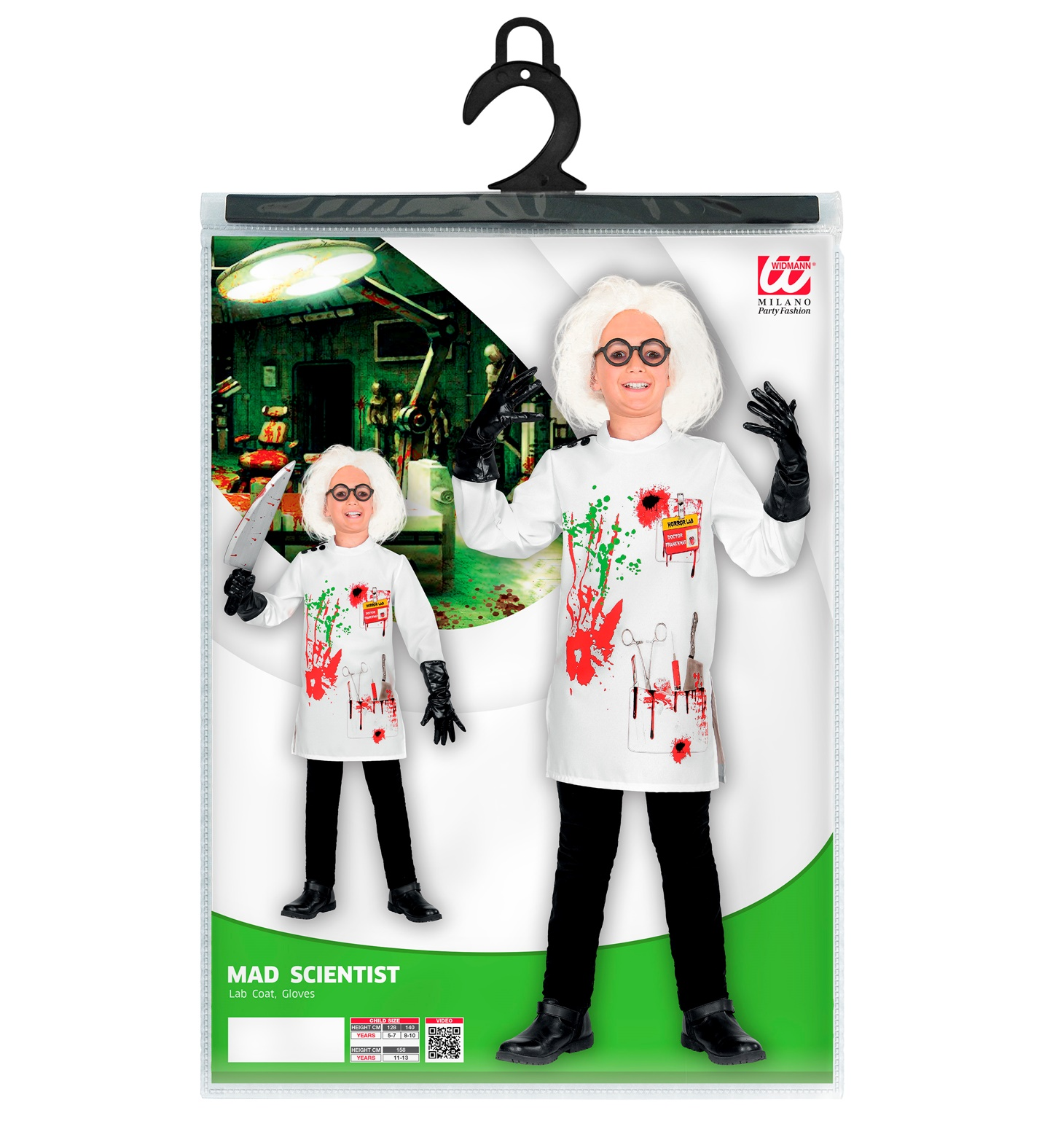 Vestito Carnevale Scienziato Pazzo Travestimento Costume per Halloween da Bambino - 7305