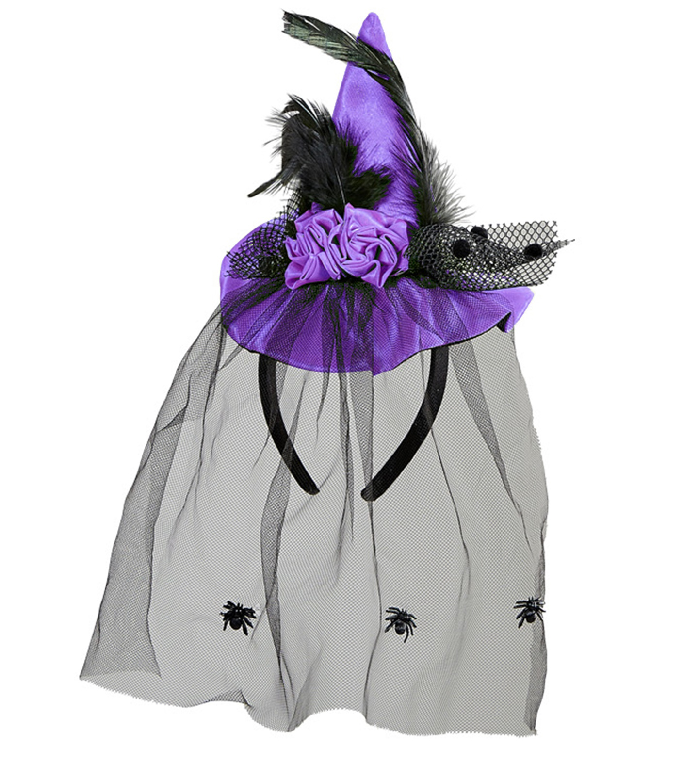 Cerchietto Mini Cappello Strega Viola Accessori per Abito Vestito Travestimento Carnevale Halloween - 75732