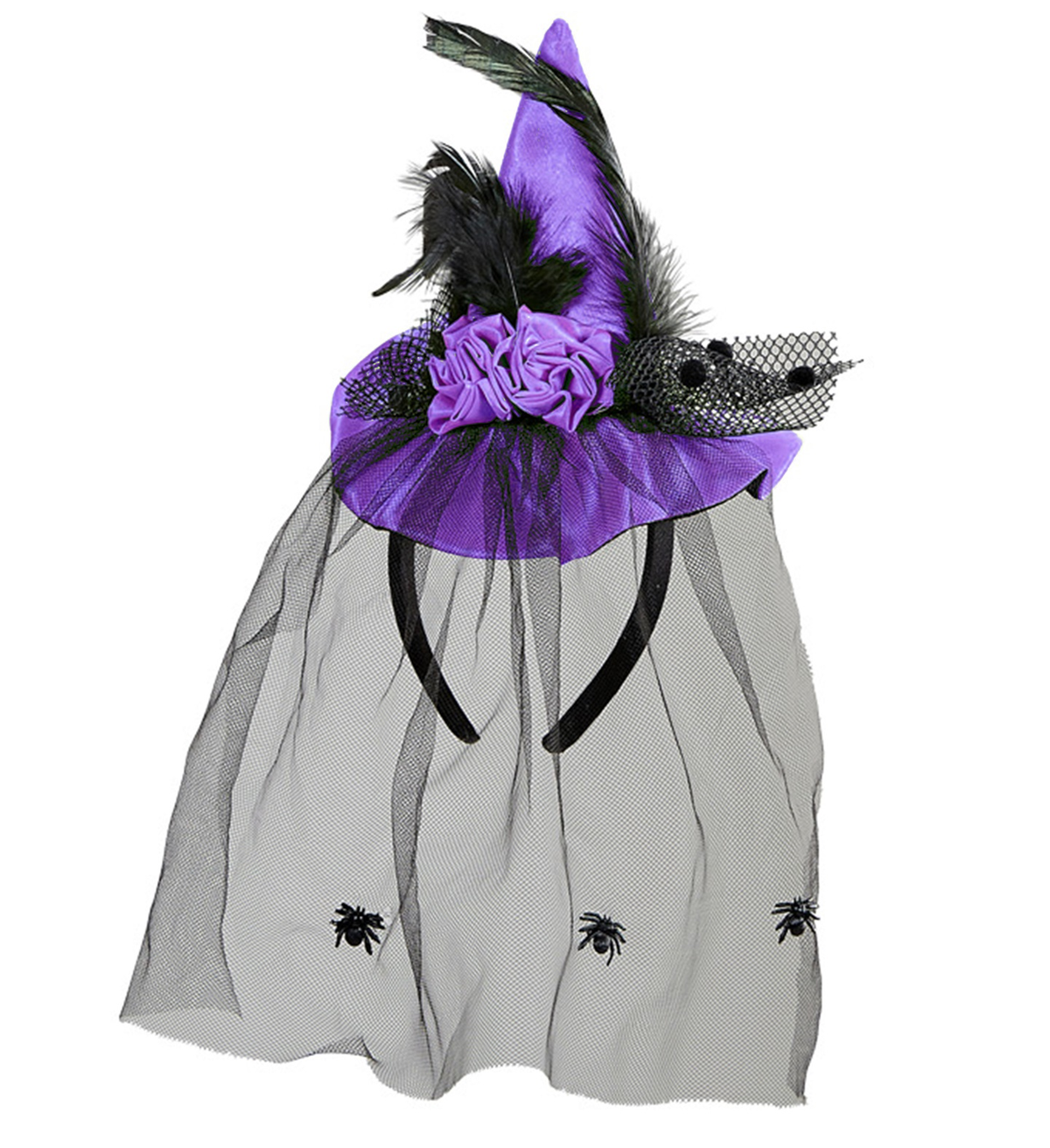 Cerchietto Mini Cappello Strega Viola Accessori per Abito Vestito Travestimento Carnevale Halloween - 75732