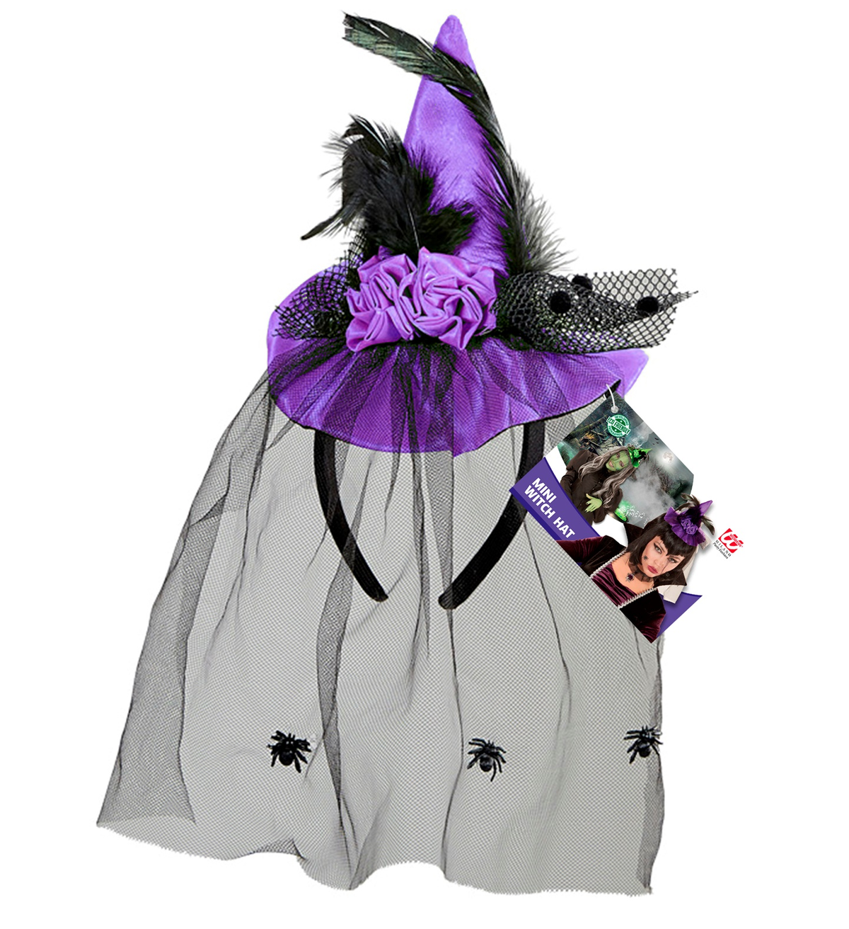 Cerchietto Mini Cappello Strega Viola Accessori per Abito Vestito Travestimento Carnevale Halloween - 75732