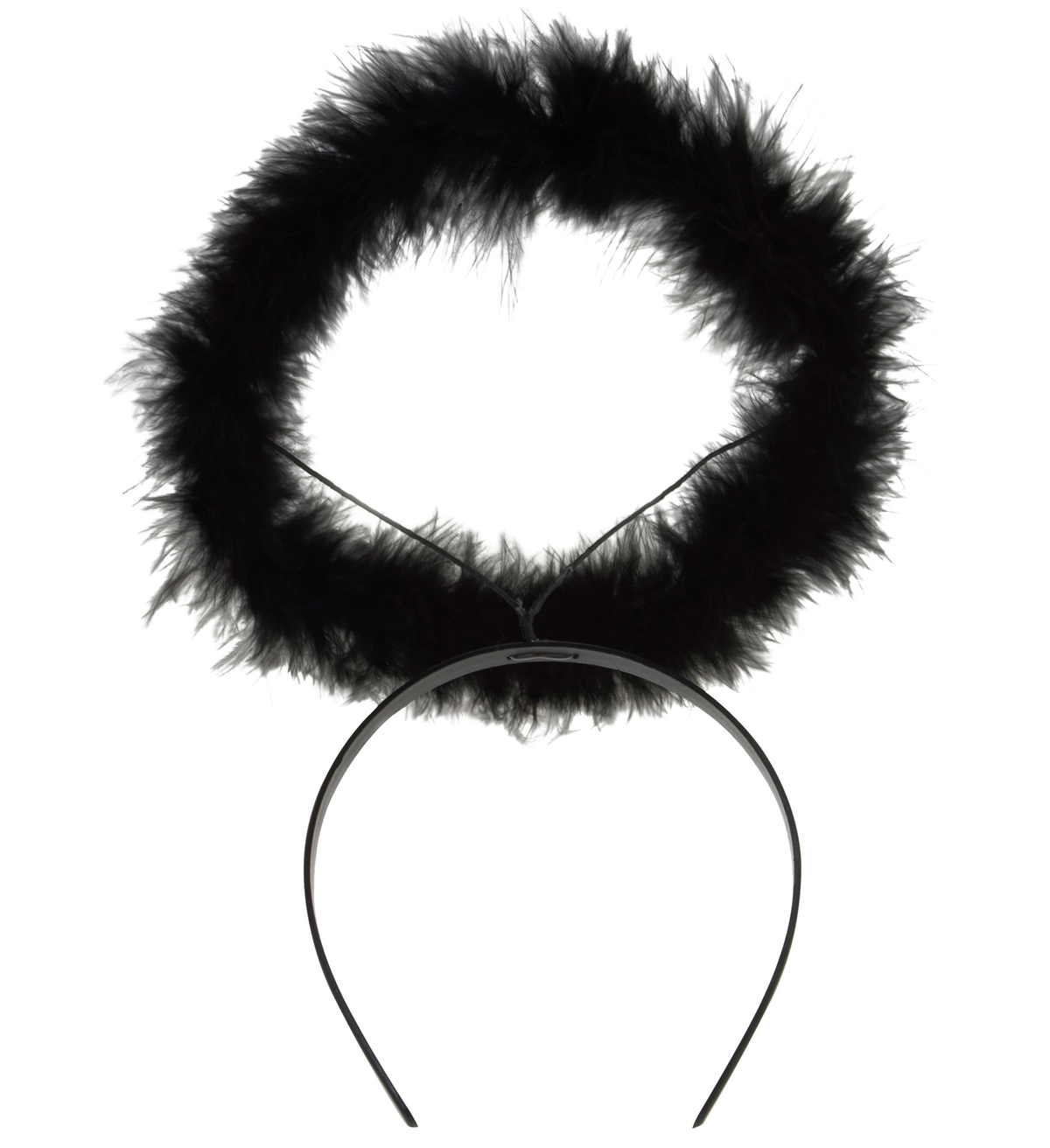 Cerchietto con Aureola in Marabou Nera Accessori per Abito Vestito Travestimento Carnevale Halloween - 8638u