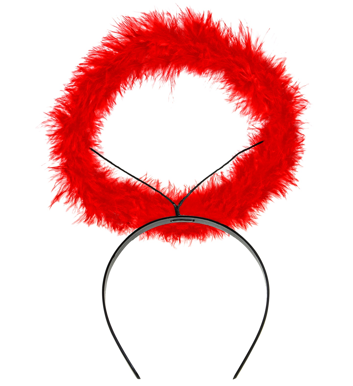 Cerchietto con Aureola in Marabou Rosso Accessori per Abito Vestito Travestimento Carnevale Halloween - 86390