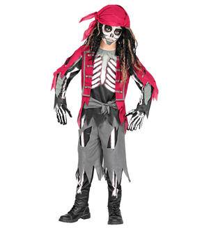 Vestito Carnevale Scheletro Pirata Travestimento Costume per Halloween da Bambino - 9733