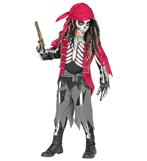 Vestito Carnevale Scheletro Pirata Travestimento Costume per Halloween da Bambino - 9733