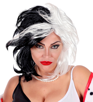 Parrucca Black & White Accessori per Abito Vestito Travestimento Halloween - W6089