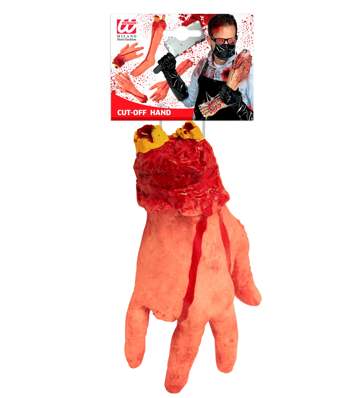 Decorazione Mano Mozzata in Misura Umana con Dito Mozzato Accessorio Travestimento Halloween - 81604
