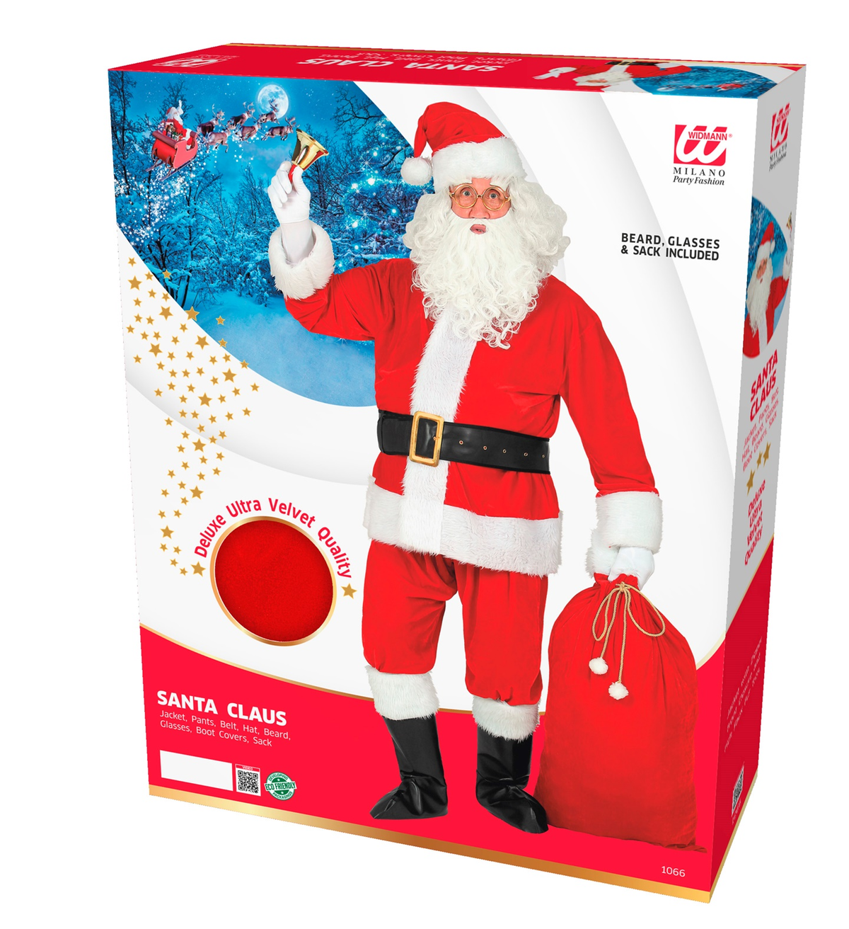 Vestito Carnevale Babbo Natale Professionale Travestimento Costume Adulto - 1066