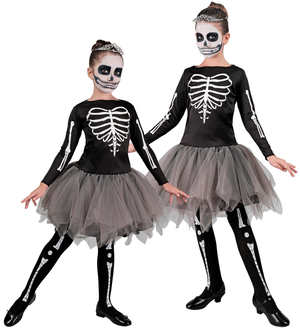 Vestito Carnevale Scheletro Ballerina Travestimento Costume per Halloween da Bambino - 2221