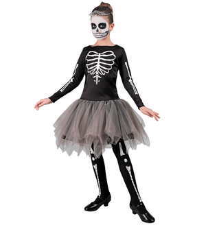 Vestito Carnevale Scheletro Ballerina Travestimento Costume per Halloween da Bambino - 2221