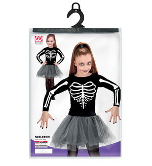 Vestito Carnevale Scheletro Ballerina Travestimento Costume per Halloween da Bambino - 2221